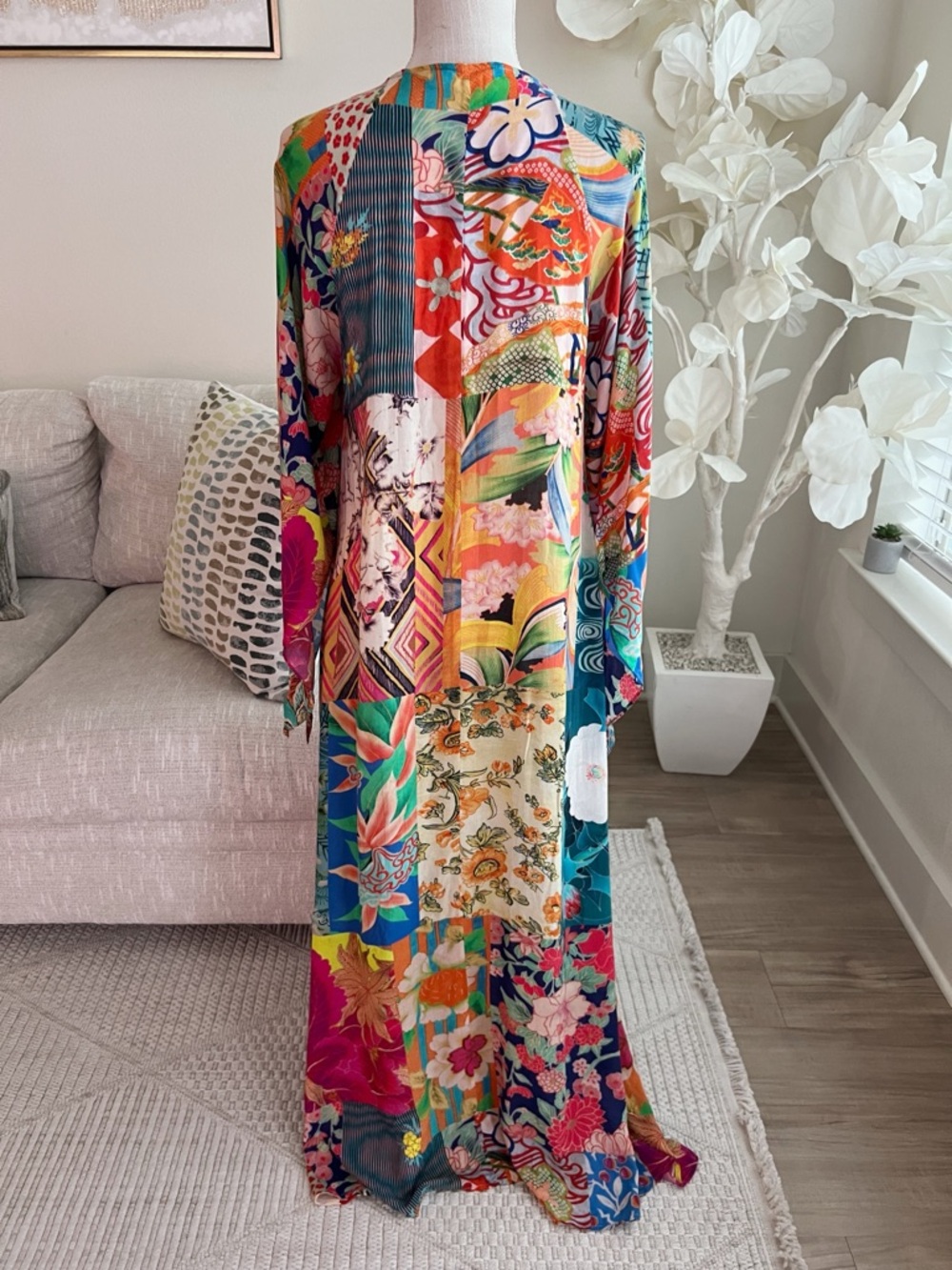 Johnny Was Gracie Multicolor Long Sleeve Printed Cover Up Dress Size Small - Picture 5 of 8